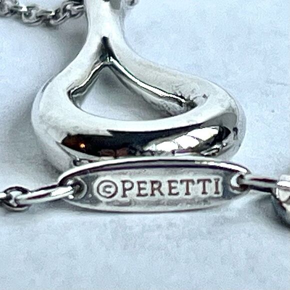 Retired Tiffany & Co Elsa Peretti Open Teardrop Pendant Necklace - Silver - Picture 15 of 16